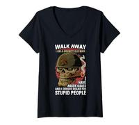 Mujer Walk Away Soy un Viejo gruñón Problemas de ira Funny Boomer Camiseta Cuello V