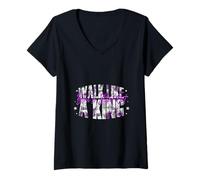 Mujer Walk Like a King - Declaración de Ropa Urbana Camiseta Cuello V