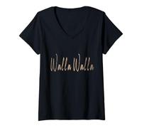 Mujer Walla Walla Washington Diseño Elegante Vintage Camiseta Cuello V