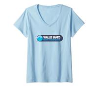 Mujer Wallis Sands Logo Emblema - Wallis Sands New Hampshire Camiseta Cuello V