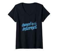 Mujer Wallstreet contra Internet Propiedad de acciones de Internet Camiseta Cuello V