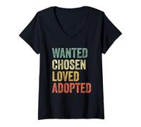 Mujer Wanted Chosen Loved Adopted Gotcha Day Adopción Conciencia Camiseta Cuello V