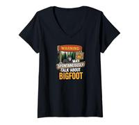 Mujer Warning May Spontaneously Talk About Bigfoot Funny Sasquatch Camiseta Cuello V