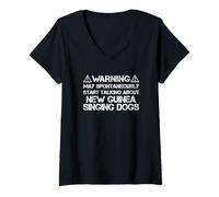 Mujer Warning May Start Talking About New Guinea Singing Dogs Camiseta Cuello V