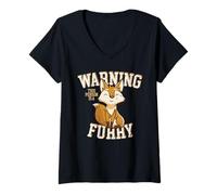 Mujer Warning This Person Is A Furry Camiseta Cuello V