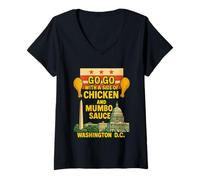 Mujer Washington D.C. Go-Go con una guarnición de pollo y salsa de mumbo Camiseta Cuello V