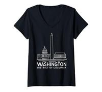 Mujer Washington DC Lincoln Memorial USA Arte histórico del Capitolio Camiseta Cuello V