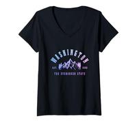Mujer Washington Evergreen State Mountains PNW - Orgullo Vintage Camiseta Cuello V