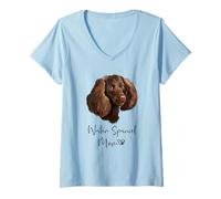 Mujer Water Spaniel MOM Mamá Madre De Perro American Water Spaniel Camiseta Cuello V