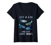 Mujer Watercolor Shark Ocean Just A Girl Who Loves Whale Sharks Camiseta Cuello V