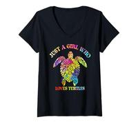 Mujer Watercolor Turtle, Sea Ocean, Just A Girl Who Loves Turtles Camiseta Cuello V