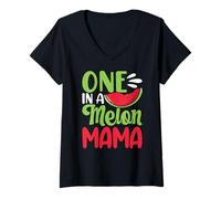 Mujer Watermelon Summer Fruits One in a Melon Mama Camiseta Cuello V