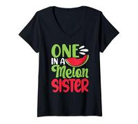 Mujer Watermelon Summer Fruits One in a Melon Sister Camiseta Cuello V