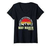 Mujer Way Maker Waymaker Miracle Worker Promise Keeper Christian Camiseta Cuello V