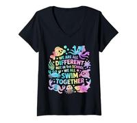 Mujer We Are Different But in This School We All Swim Together Camiseta Cuello V