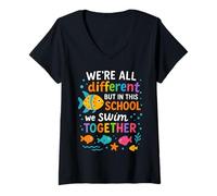 Mujer We Are Different But in This School We All Swim Together Camiseta Cuello V