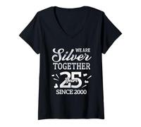 Mujer We Are Silver Together 25 años Desde 2000 25a Boda Camiseta Cuello V