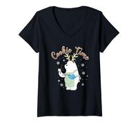 Mujer We Bare Bears Cookie Time Navidad Camiseta Cuello V