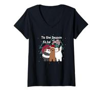 Mujer We Bare Bears Tis The Season Navidad Camiseta Cuello V