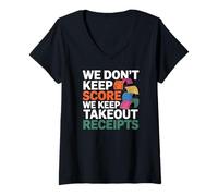 Mujer We Don't Keep Score We Keep Takeout Receipts Camiseta Cuello V