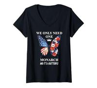 Mujer We Only Need One Monarch & It's a Butterfly Floral No Kings Camiseta Cuello V