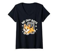 Mujer We out Boys, Lindo y Divertido Perro Corgi Camiseta Cuello V