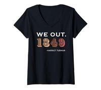 Mujer We Out Melanin 1849 Harriet Tubman Negro Historia Vintage Camiseta Cuello V