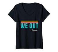 Mujer We out Teachers Retro Summer Break Vacaciones Educador Camiseta Cuello V