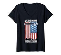 Mujer We The People Are Meado Off US America Flag Shredded Camiseta Cuello V