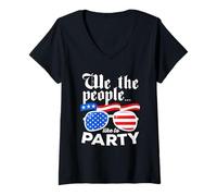 Mujer We The People Like To Party Funny USA 4 de julio American Camiseta Cuello V