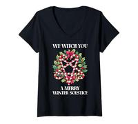 Mujer We Witch You A Merry Winter Solsticio Pagano Wiccan Camiseta Cuello V