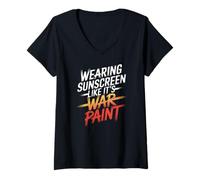 Mujer WEARING SUNSCREEN LIKE IT'S WAR PAINT Camiseta Cuello V