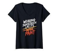 Mujer WEARING SUNSCREEN LIKE IT'S WAR PAINT Camiseta Cuello V