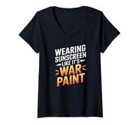 Mujer WEARING SUNSCREEN LIKE IT'S WAR PAINT Camiseta Cuello V
