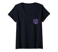 Mujer Wednesday Season 2 Puck Left Pocket Retro Purple Logo Camiseta Cuello V