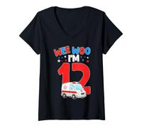 Mujer Wee Woo I Am 12 Años Edad 12 Niños Cumpleaños Camiseta Cuello V