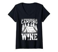 Mujer Weekend Forecast Camping with A Chance of Wine Camiseta Cuello V