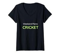 Mujer Weekend Plans Cricket Cricketer Camiseta Cuello V