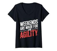Mujer Weekends Are Made For Agility Dog Handler Trainer Fun |- Camiseta Cuello V