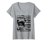 Mujer Weekly World News - Lincoln Was a Woman Cover Camiseta Cuello V