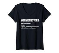 Mujer Weenietrovert Definición perro salchicha divertido Camiseta Cuello V