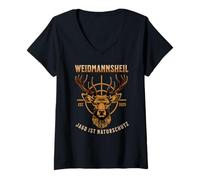 Mujer Weidmannsheil Cazadora Caza Cazadora Caza Caza Ciervo Camiseta Cuello V