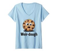 Mujer Weir-Dough Divertido Sorprendido Cookie Dibujos Animados Juego de Palabras Camiseta Cuello V