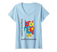 Mujer Weird Teachers Build Carácter Búho Lindo Camiseta Cuello V