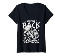 Mujer Welcome Back To School Alien Dab Illustration Cool Student Camiseta Cuello V