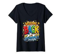 Mujer Welcome Back to School Camiseta Cuello V