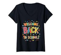 Mujer Welcome Back to School Camiseta Cuello V