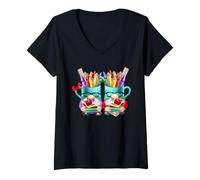 Mujer Welcome Back To School Teacher with Funny School Kids Gnomes Camiseta Cuello V