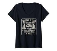 Mujer Welcome To Camp Quitcherbitchini If you're not happy camper Camiseta Cuello V