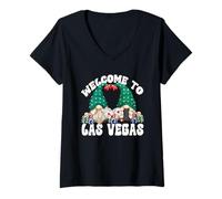 Mujer Welcome To Las Vegas Funny GNOME Graphic For Casino Lover Camiseta Cuello V